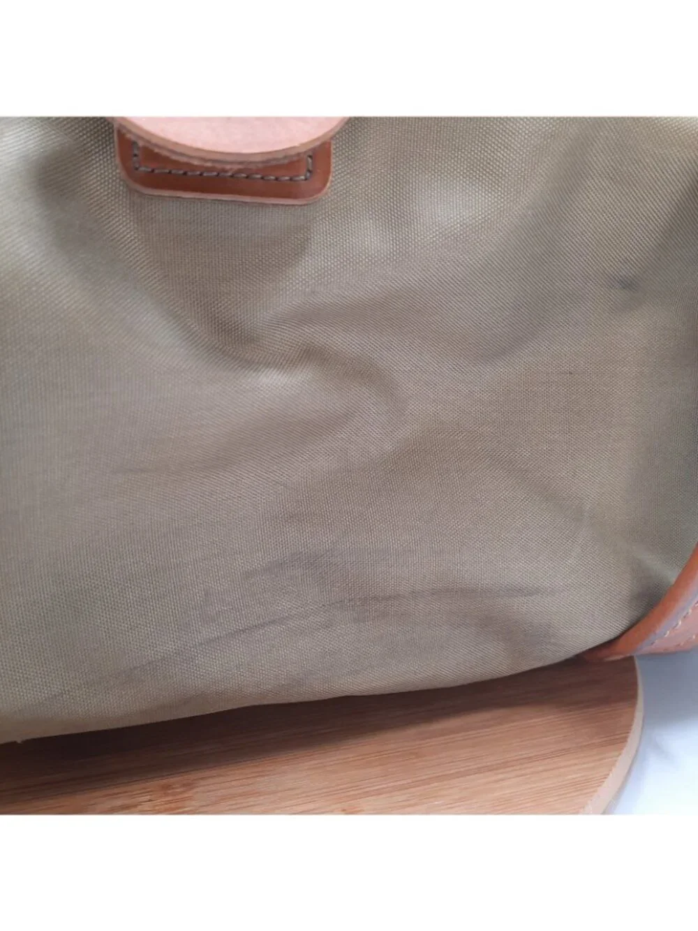 Vintage Hartmann Luggage Khaki Nylon Leather Trim Folding Zip Travel Garment Bag